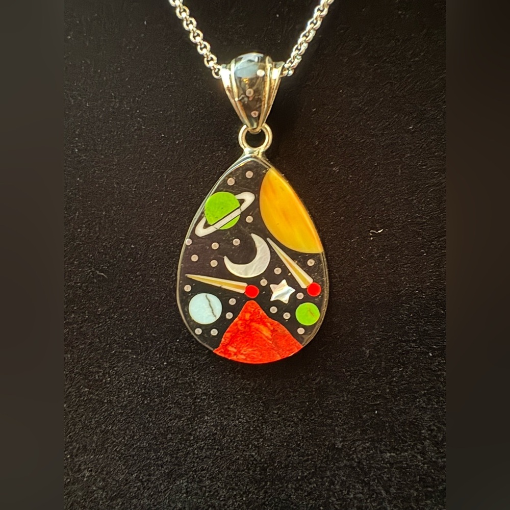 Colorful Celestial Pendant  Micro Inlay Pendant